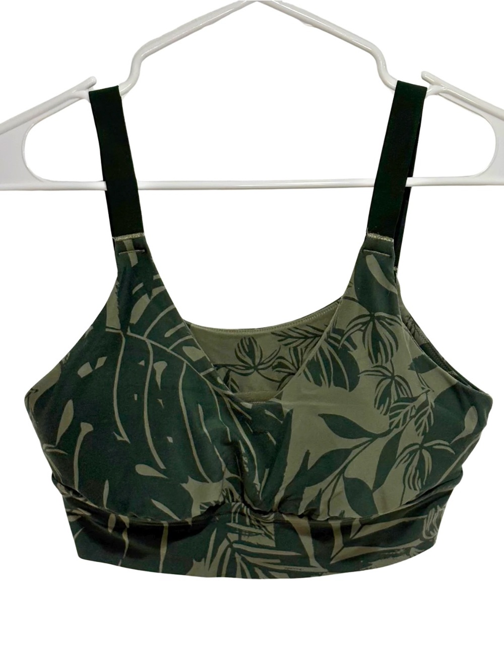 OFFLINE by Aerie Real Me Sports Bra M Olive Green Palm Print Medium Support Yoga
